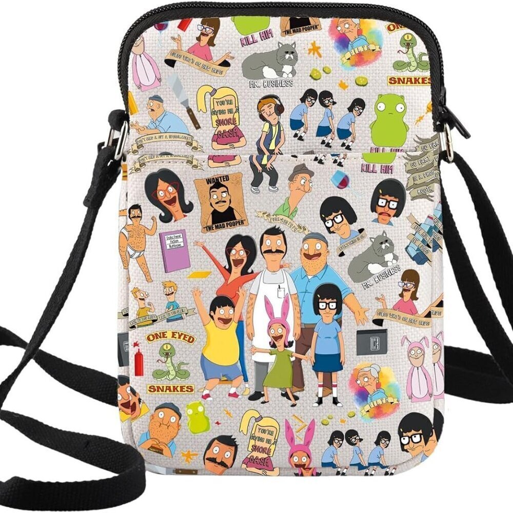 Cartoon Crossbody Bag Cotton Canvas Adjustable Shoulder for Fans Gift